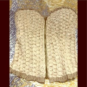 Corset zipper top. Beige